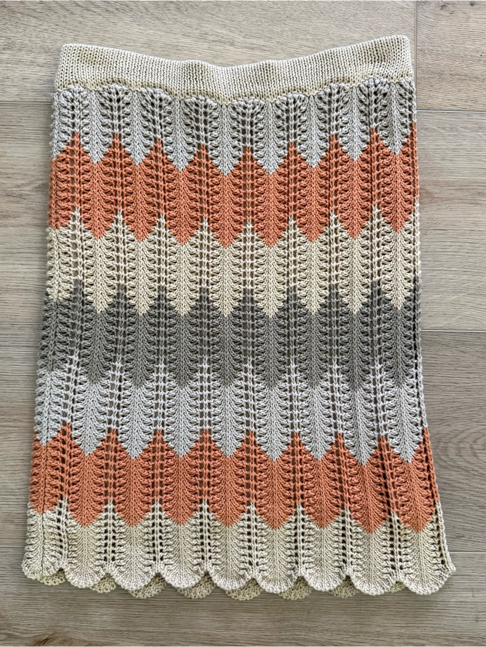 Love 21 Forever 21 Crochet Chevron Midi Flare Skirt Size M Terracotta